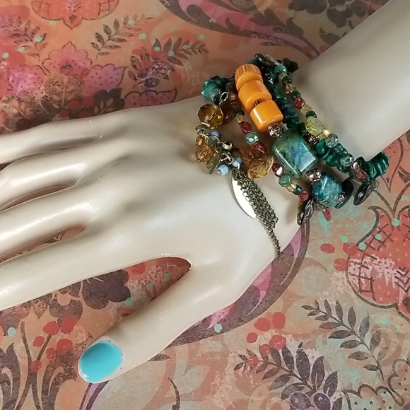 NWT Semi-precious Stone Beaded Wrap Bracelet - Picture 15 of 16